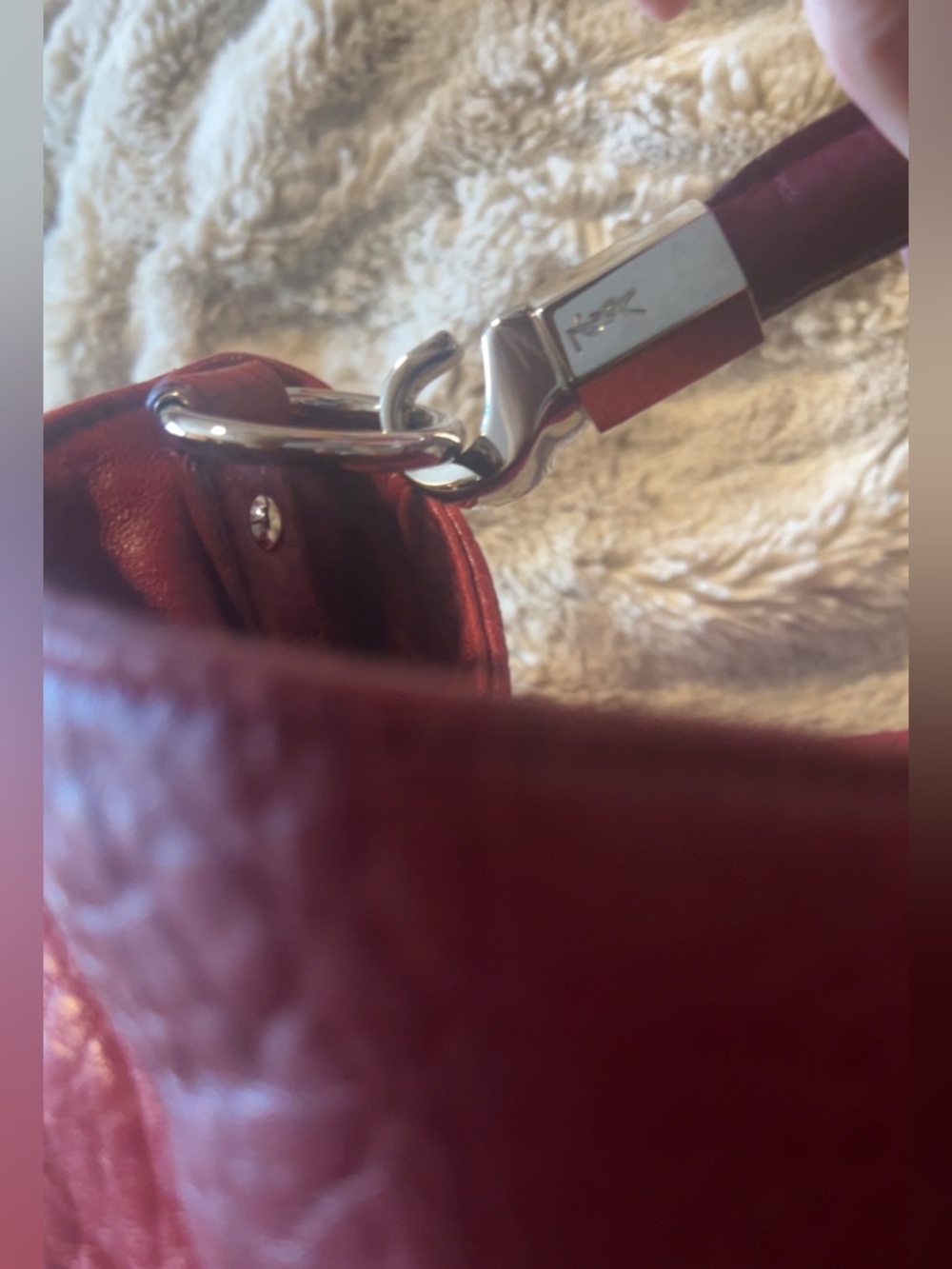 NEW | Yves Saint Laurent | Plush Red Crimson Leather Shoulder Handbag Women’s - Picture 4 of 15